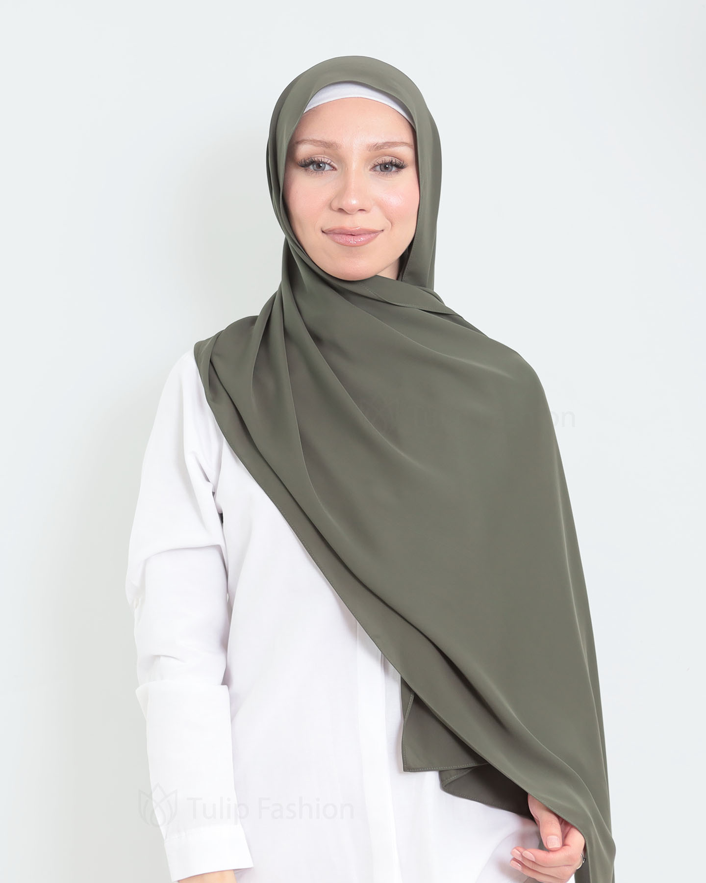 Hijab - Medina Luxury Chiffon - Khaki Green - 3