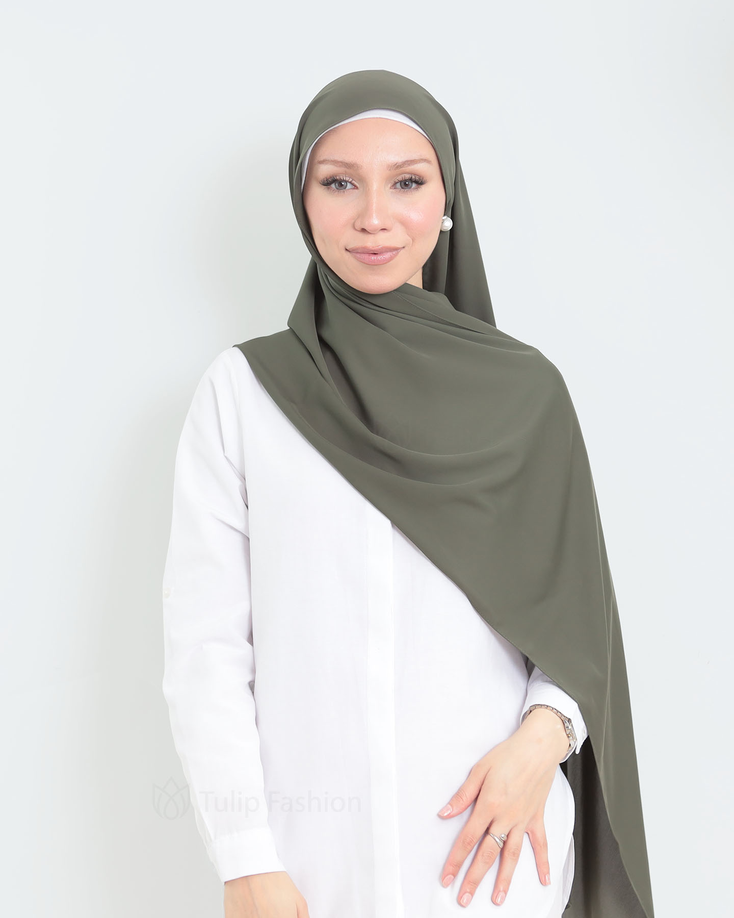 Hijab - Medina Luxury Chiffon - Khaki Green