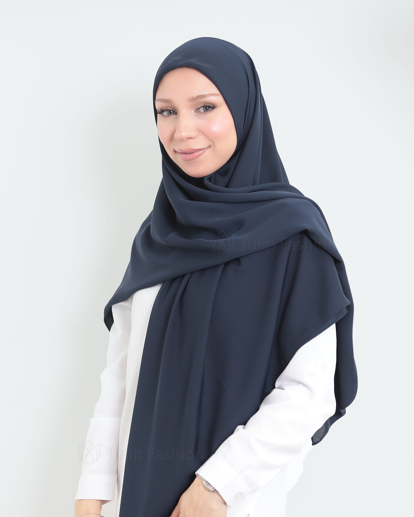 Hijab - Maxi Square Medina Chiffon - Midnight Blue - 3