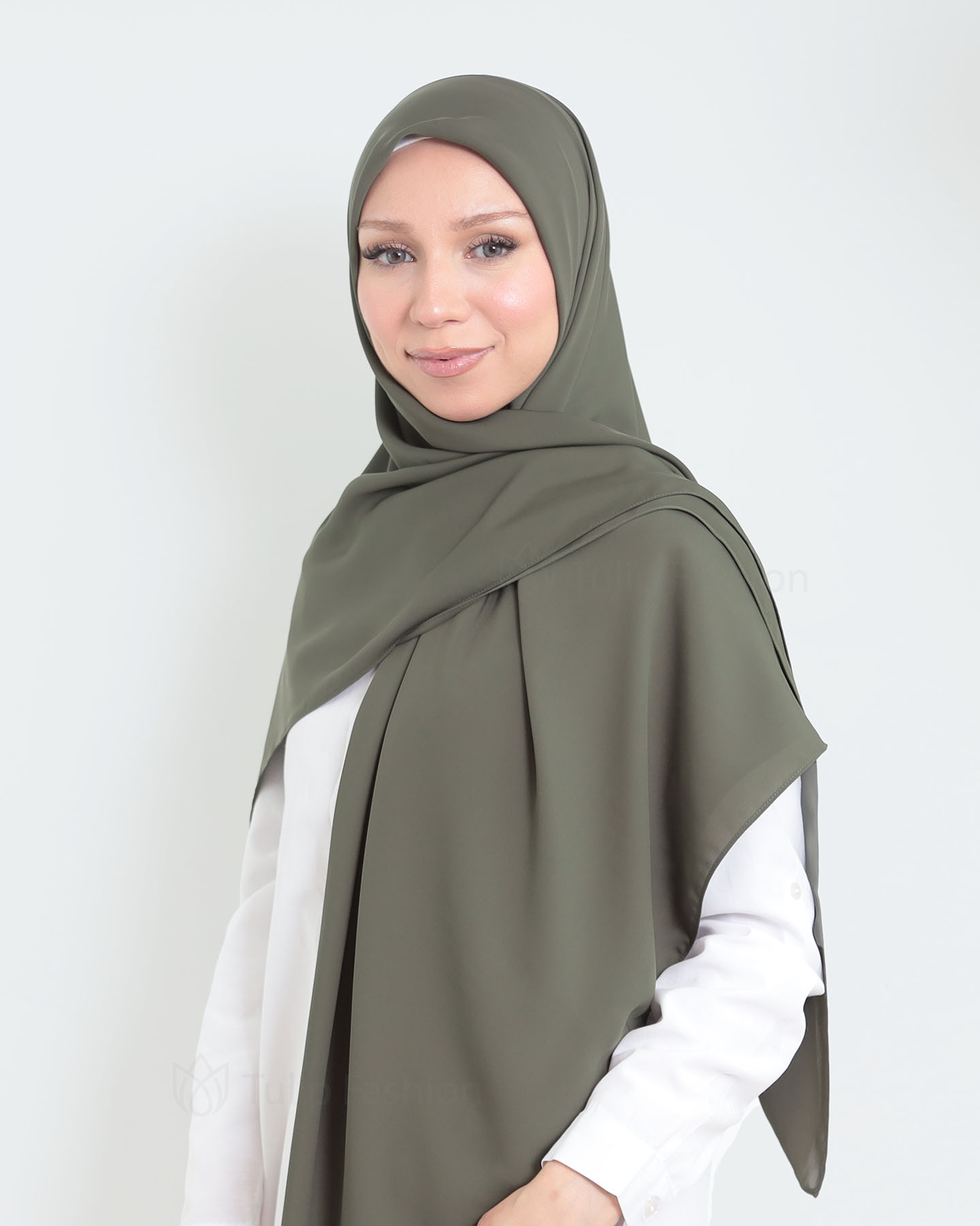 Hijab - Maxi Square Medina Chiffon - Khaki Green - 3