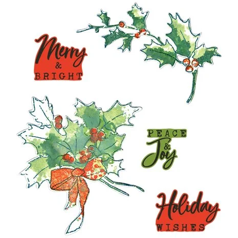 Framelits Die w/Stamps by 49 and Market A5 Pencil Line Holly (12+5pcs) 