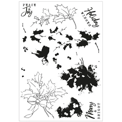 Framelits Die w/Stamps by 49 and Market A5 Pencil Line Holly (12+5pcs)  - 3