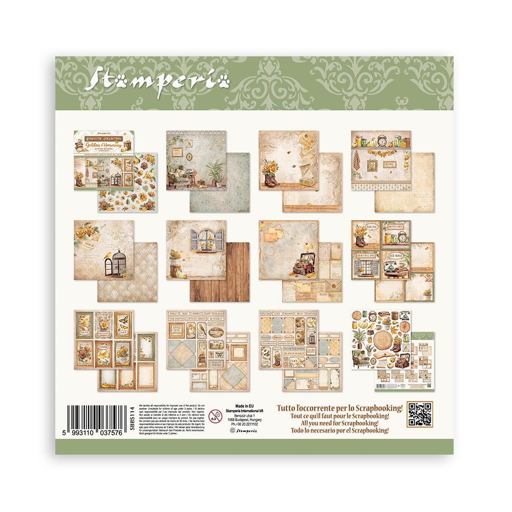 Scrapbooking Small Pad 10 sheets cm 20,3X20,3 (8"X8") - Golden Harmony - 14