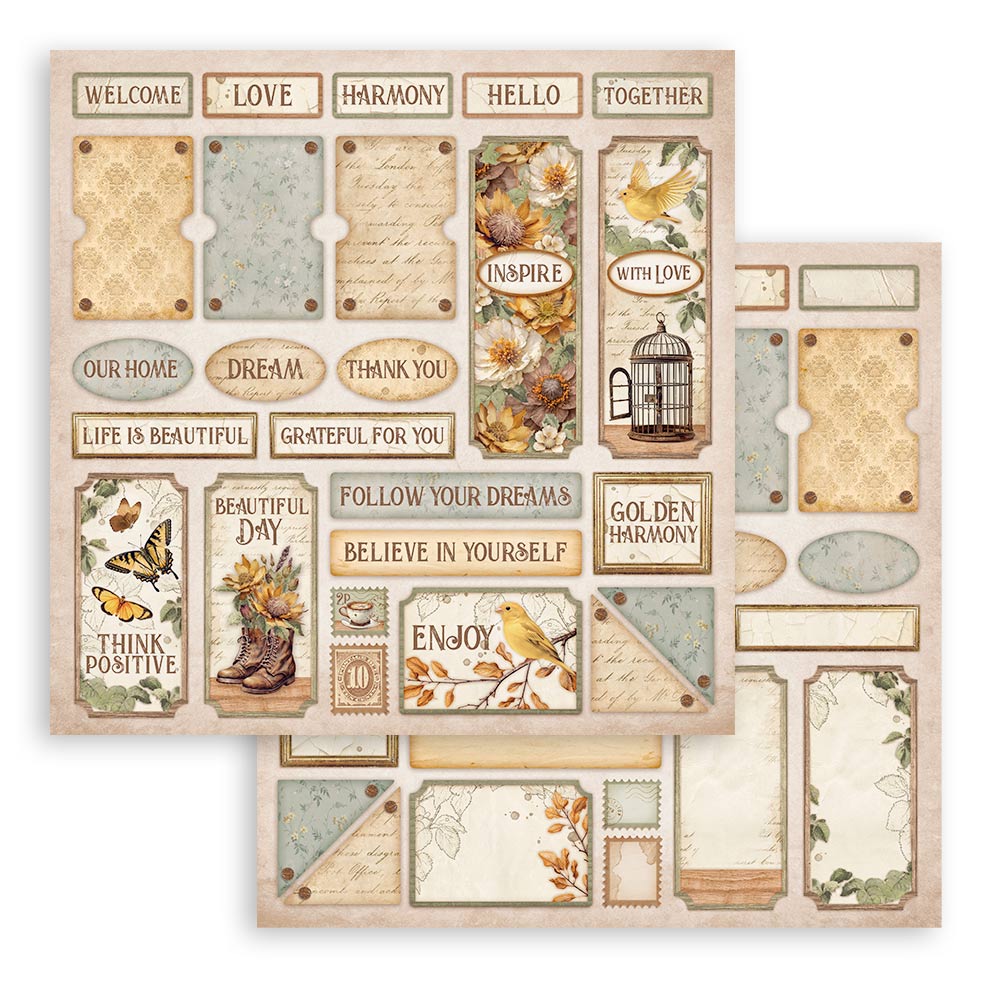 Scrapbooking Small Pad 10 sheets cm 20,3X20,3 (8"X8") - Golden Harmony - 12