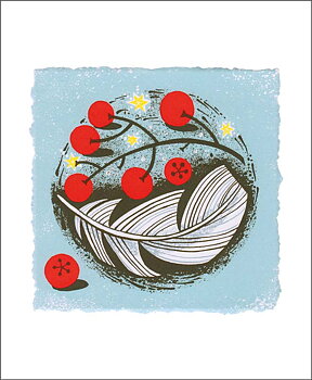 Berries And Feather , Greeting Card