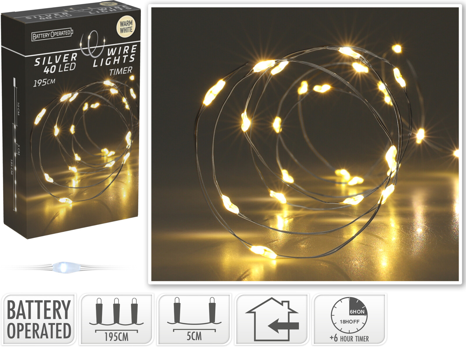 Silver wire 40 LED - 2