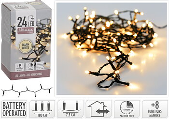 24 LED ljusslinga batteri - utomhus