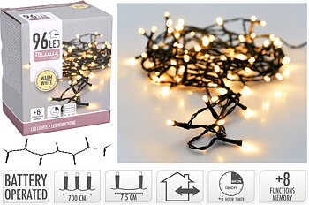 96 LED ljusslinga batteri - utomhus