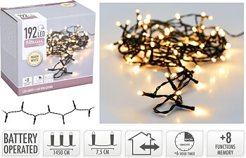 192 LED ljusslinga batteri - utomhus