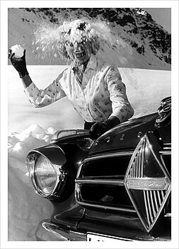 Lady hit by snowball, Greeting Card