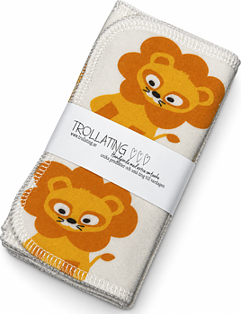 Återanvändbara tvättlappar lejon – 4-pack | 15 × 15 cm