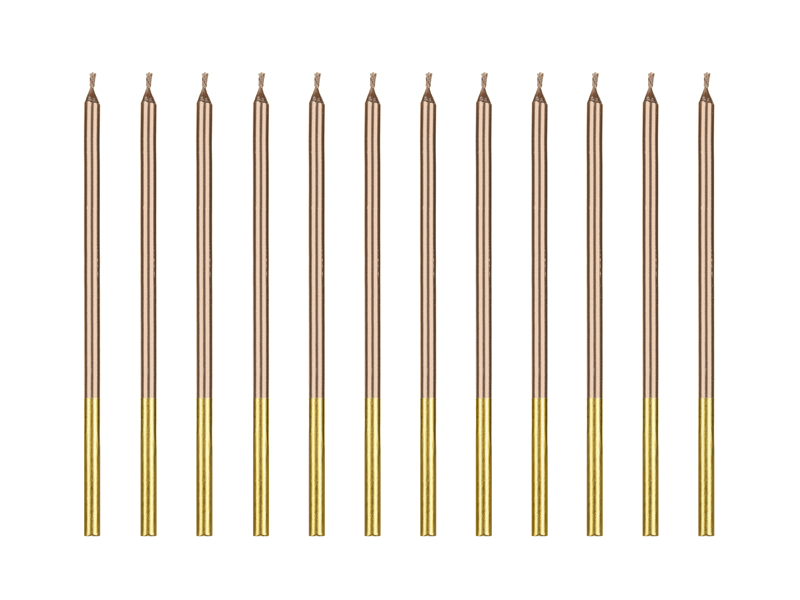 Tårtljus Långa Roséguld  14 cm