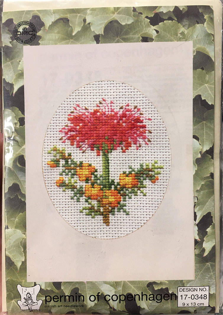 Vykort Korsstygn Blomma