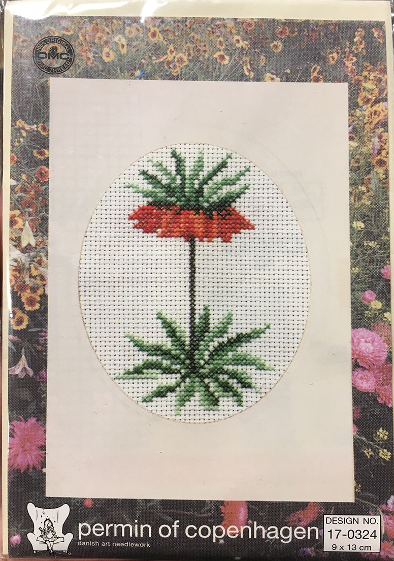 Vykort Korsstygn Blomma