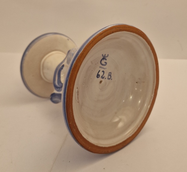 Gabriel handmålad ljusstake blå vit 1930-tal - 2