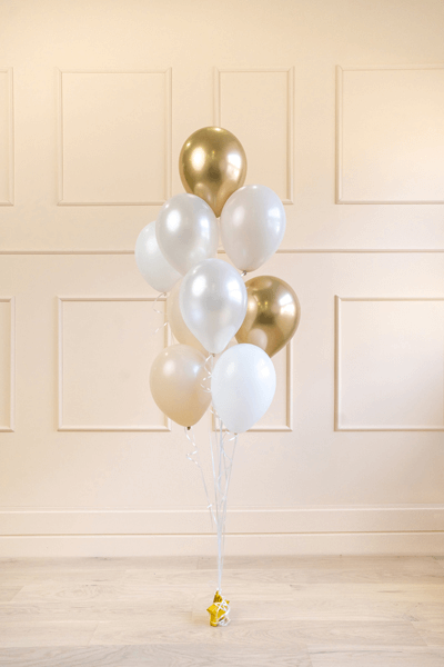 Ballongbukett Vit Guld Mix - 2