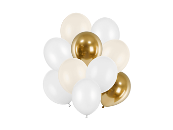 Ballongbukett Vit Guld Mix