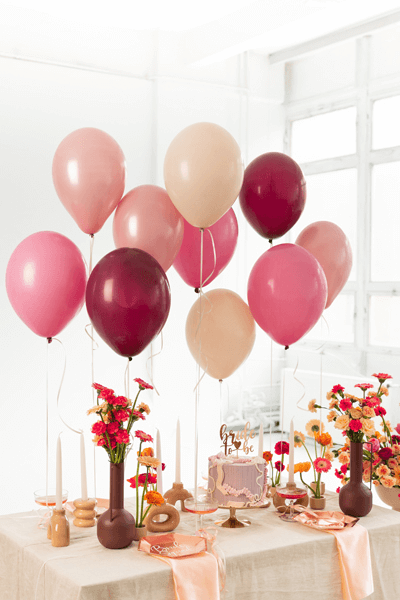 Ballongbukett  Rosa Vinröd 10-pack - 3