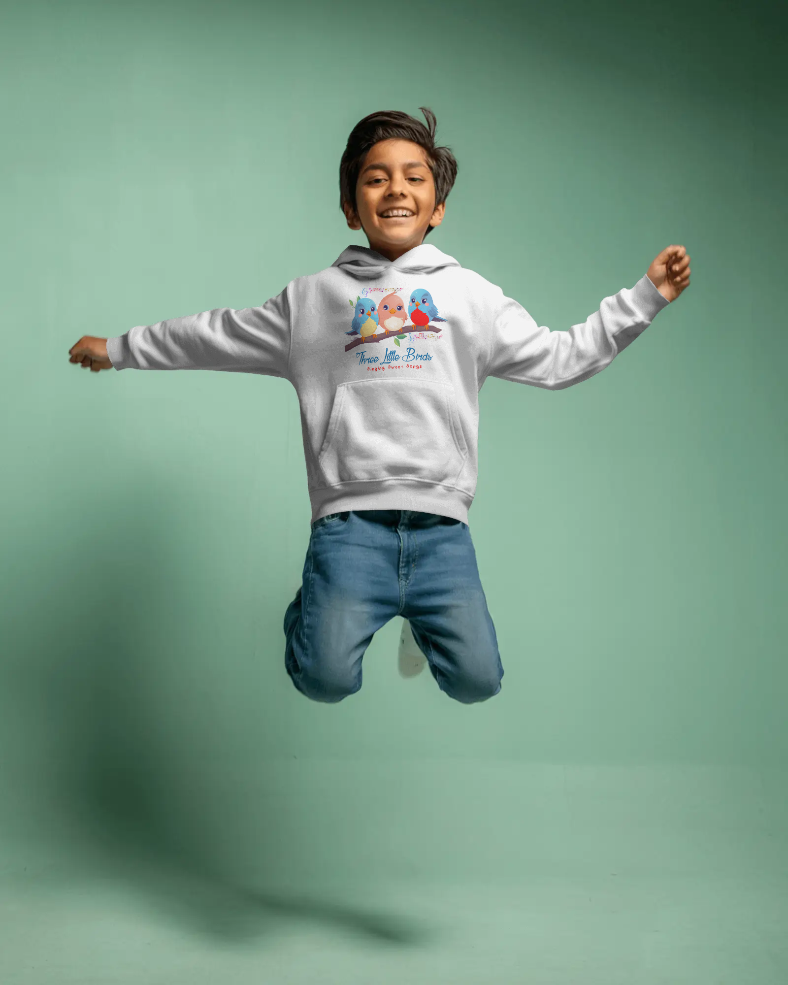 Three Little Birds Kids Hoodie White