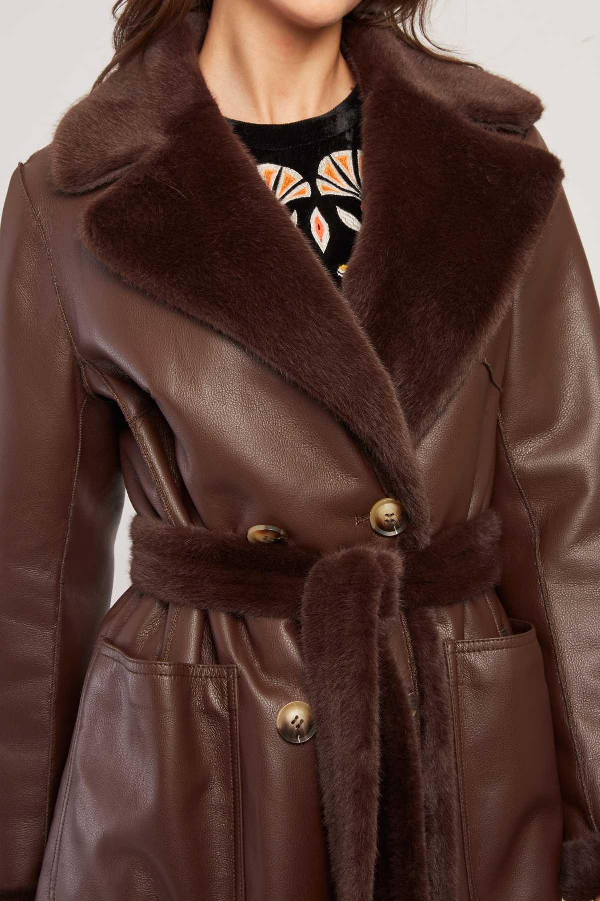 Derhy - Lenna Long Reversible Coat Brown - 5