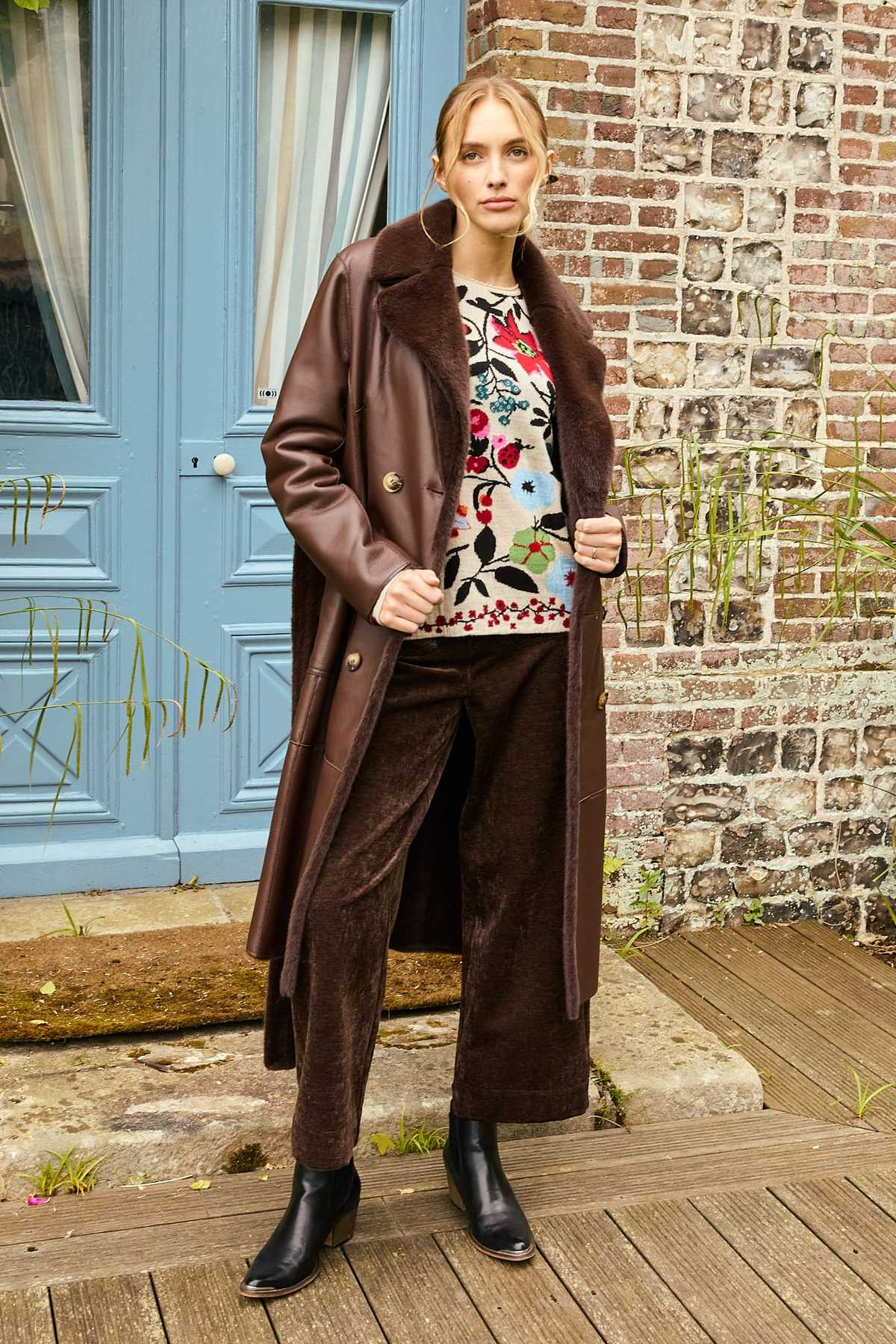 Derhy - Lenna Long Reversible Coat Brown - 6
