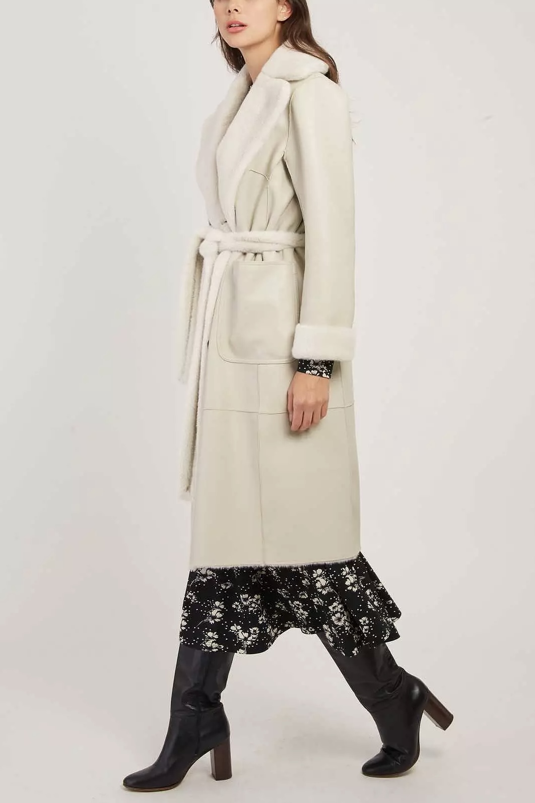 Derhy - Lenna Long Reversible Coat Off White - 3