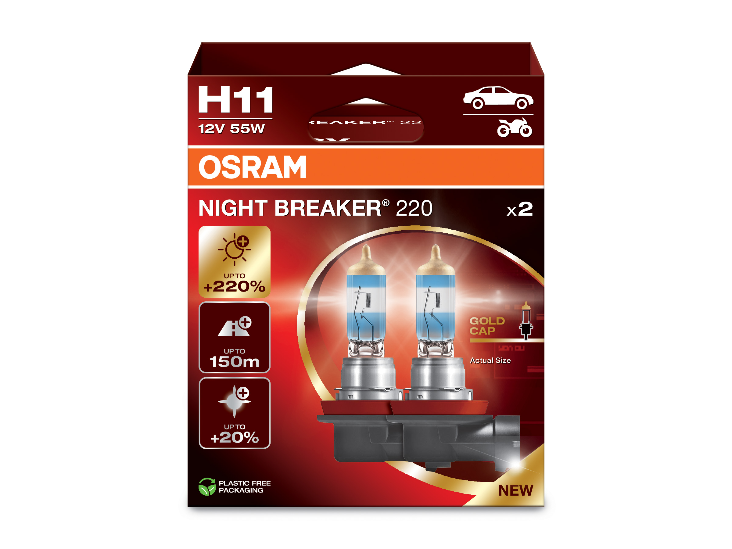 H11 OSRAM 12V NB  NEXT GENERATION  NYHET +220%  2 st