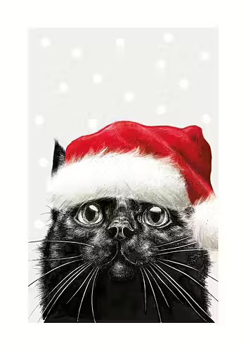Dubbelvikt kort - Xmas Black Cat