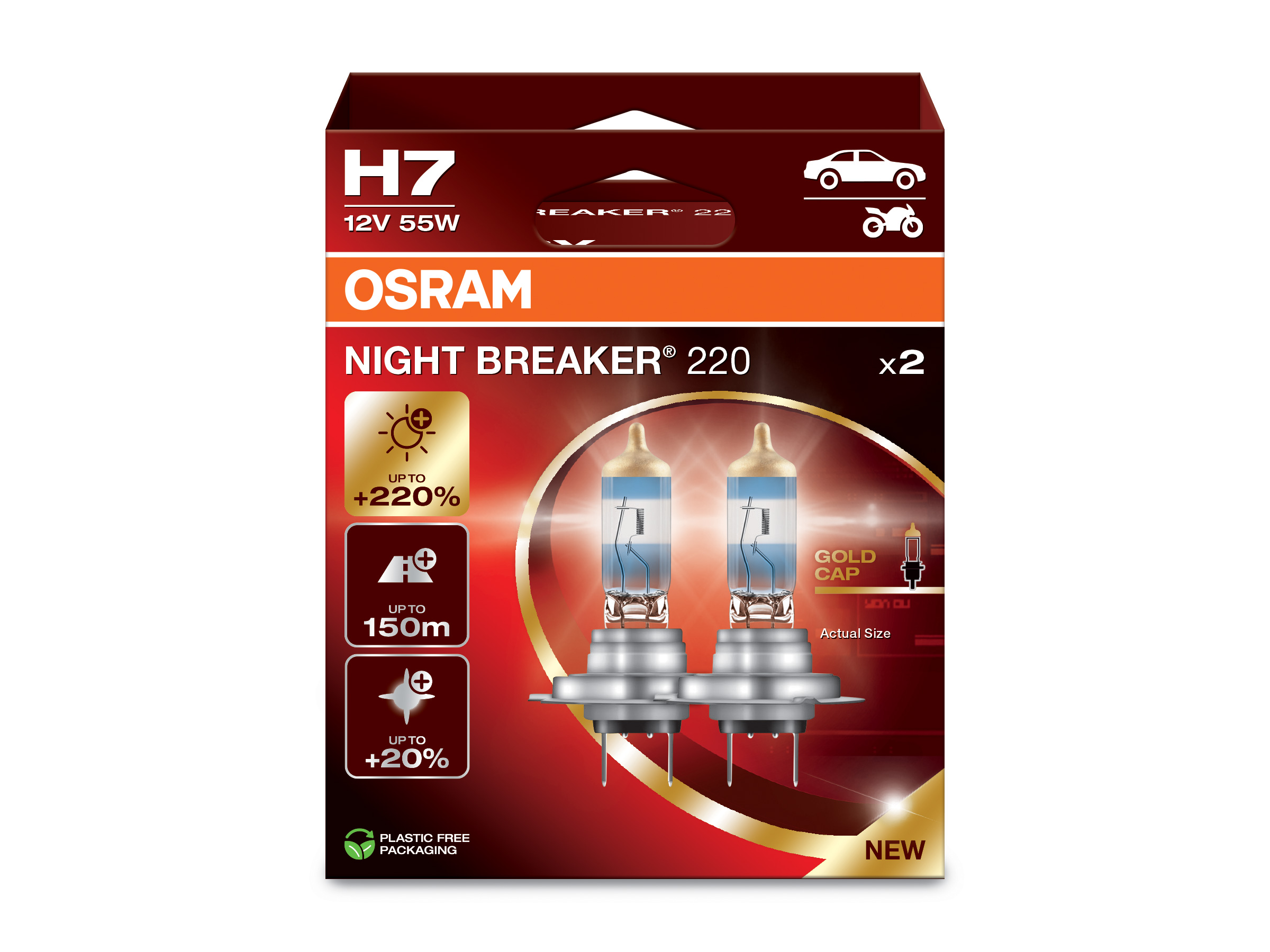 H7 OSRAM 12V NB +220%  (senaste version), 2-PACK