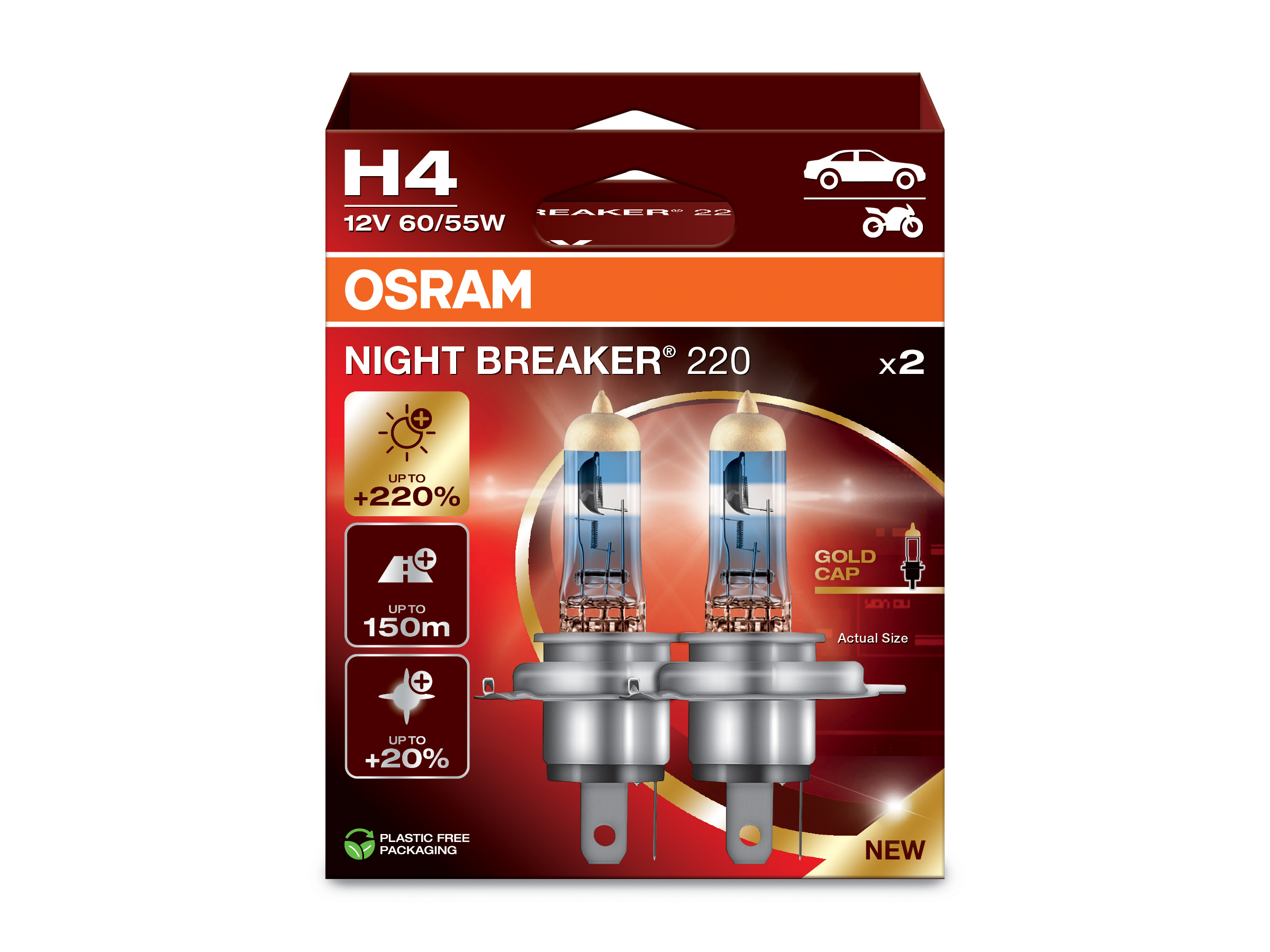 H4 OSRAM 12V NB  +220% (senaste version) 2-PACK