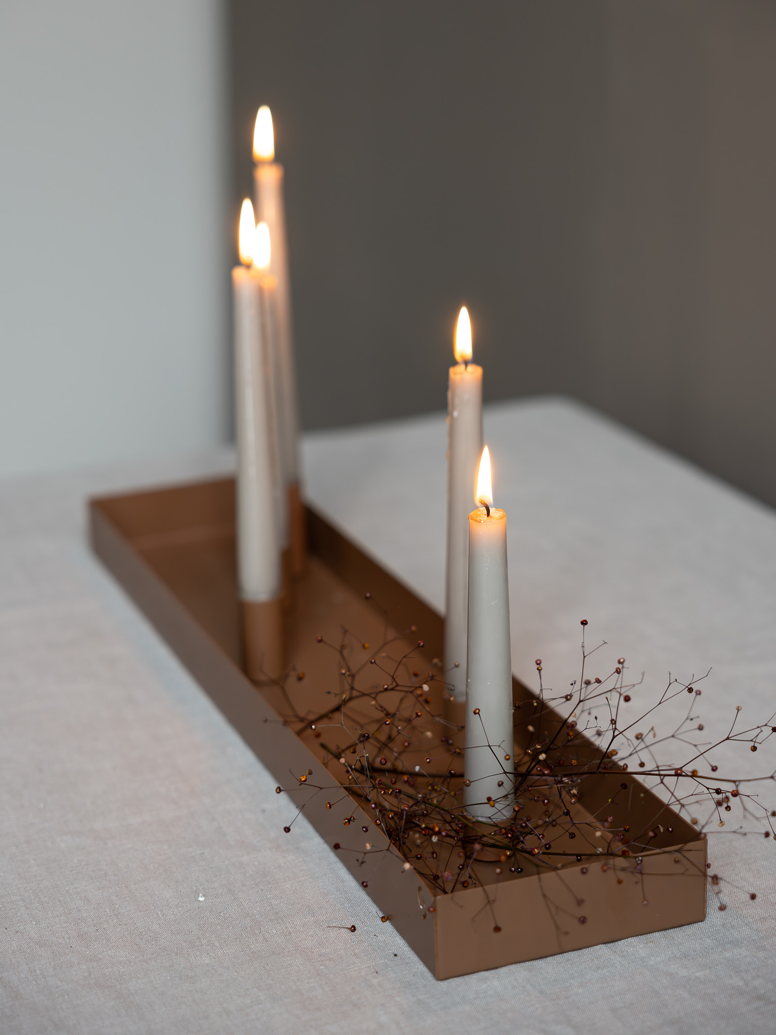 Sund Brown candlestick with magnetic candle holders - 60x13 cm - 6