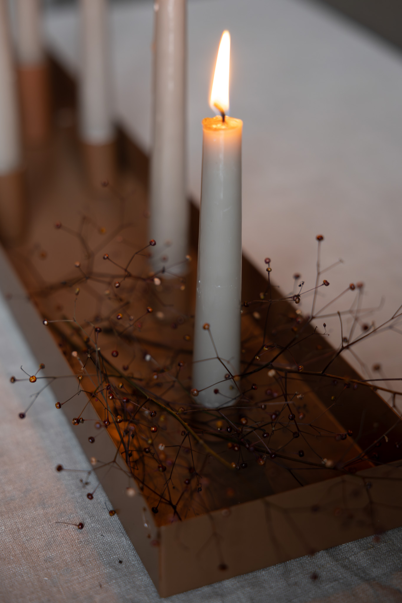 Sund Brown candlestick with magnetic candle holders - 60x13 cm - 4