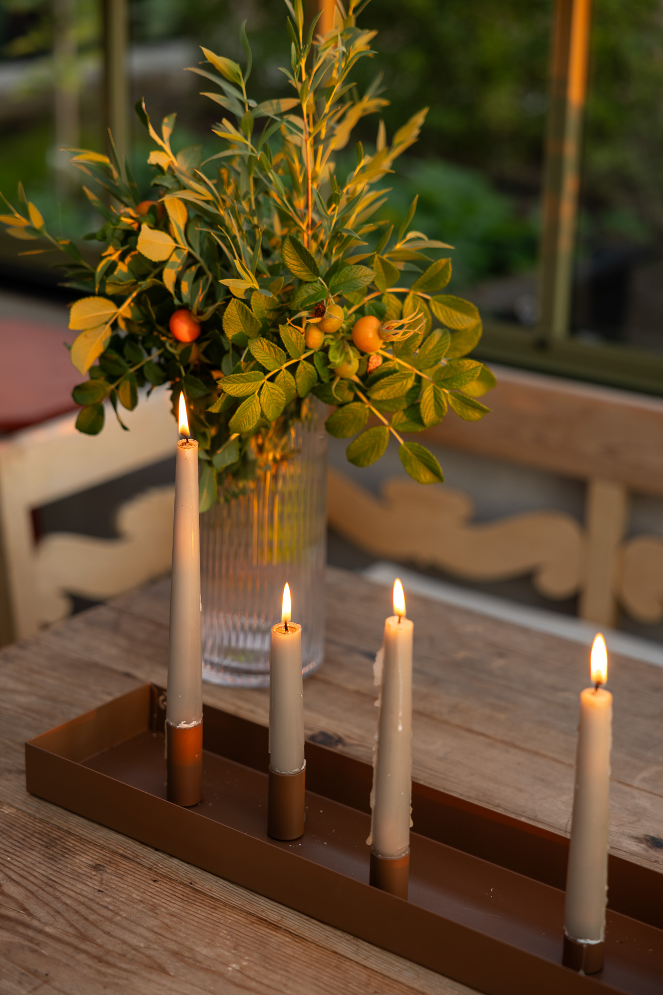 Sund Brown candlestick with magnetic candle holders - 60x13 cm - 2