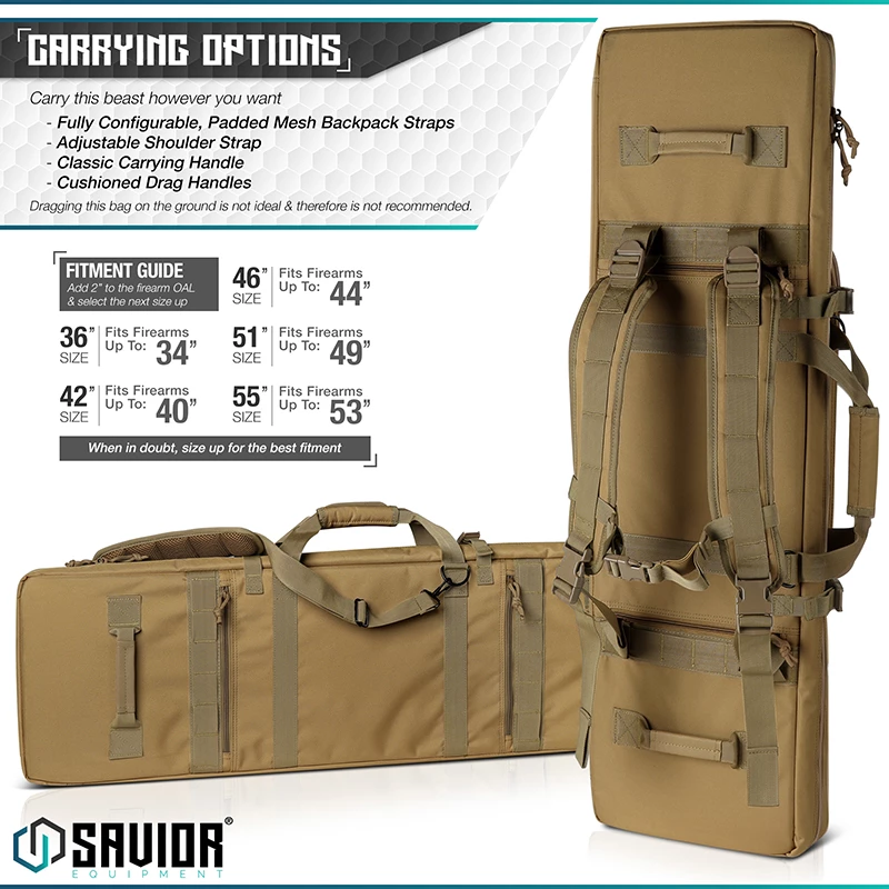 Savior Equipment Urban Warfare 36"  Double Rifle Case - FDE 6