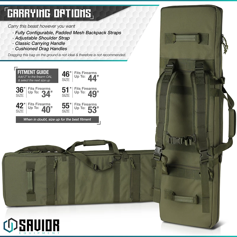 Savior Equipment Urban Warfare 36"  Double Rifle Case - OD Green 5