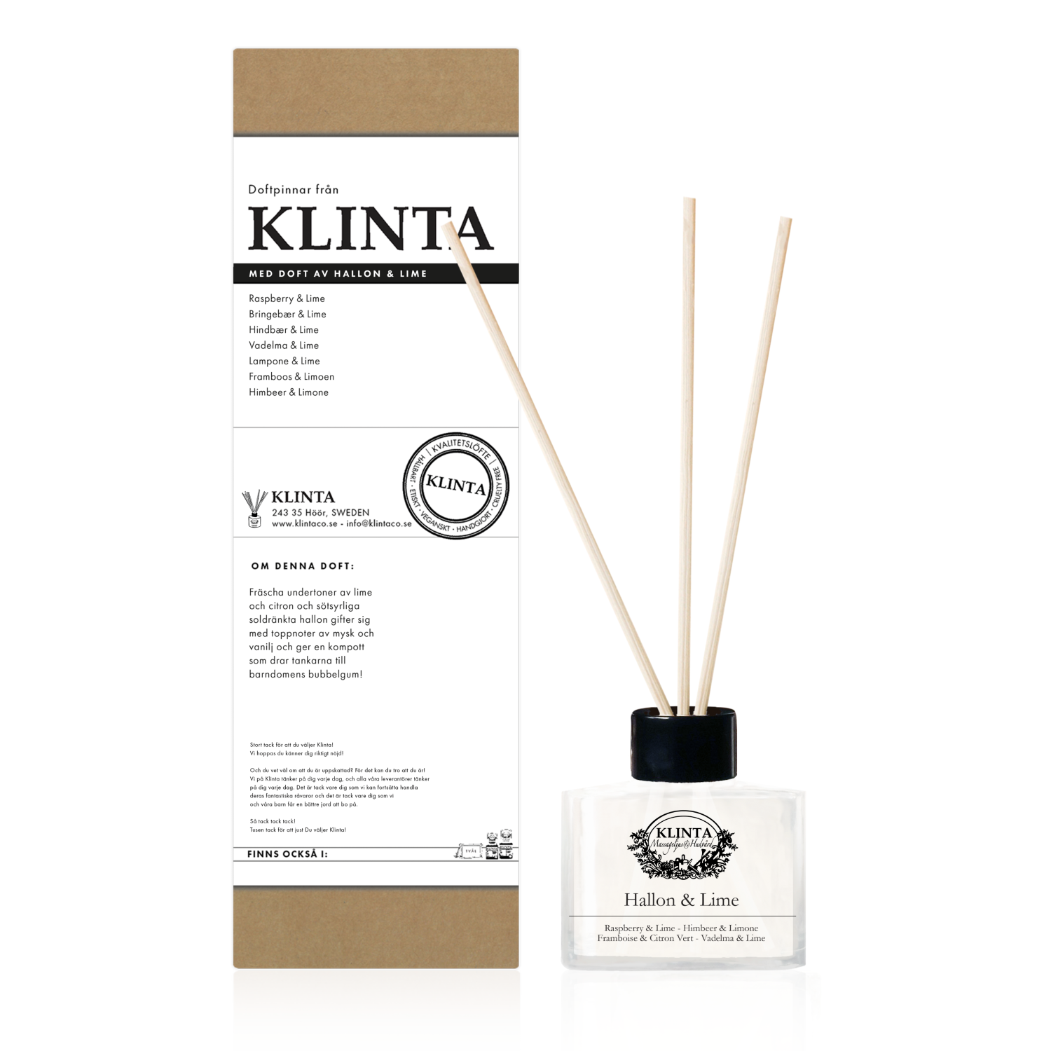 Tuoksutikut Vadelma &amp; Lime 120 ml Klintas - 2