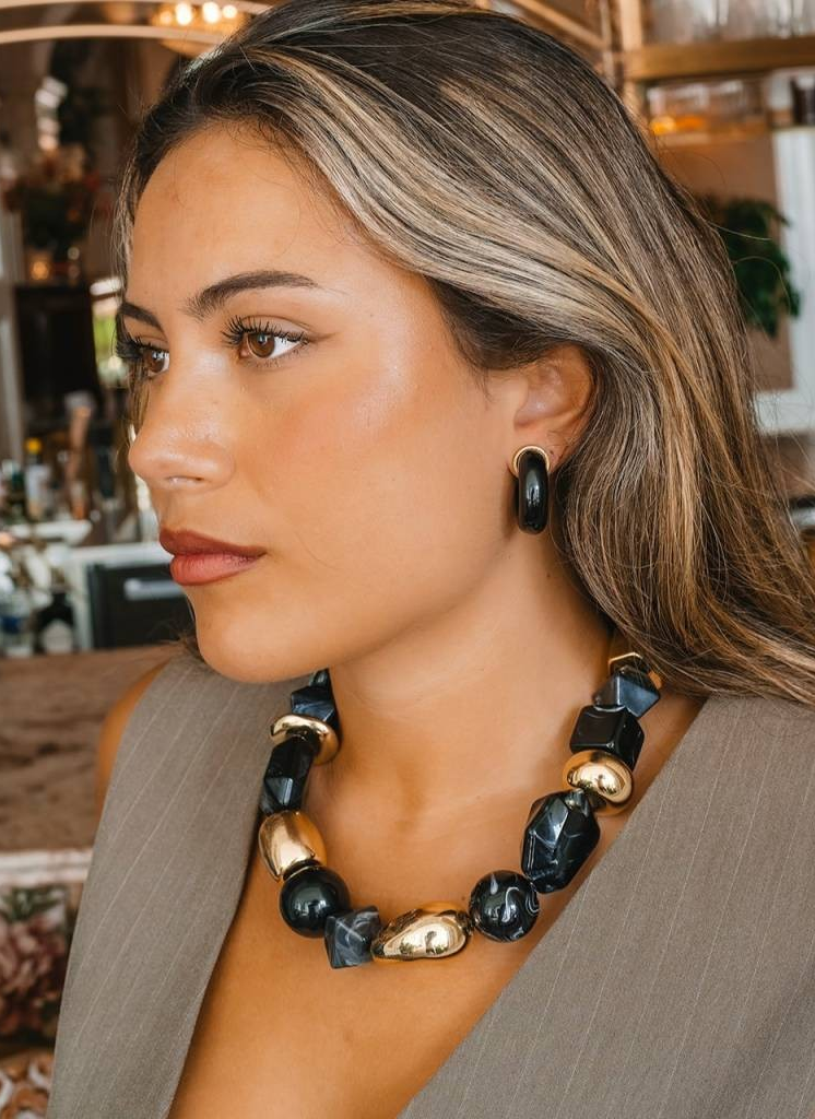 Ivy Chunky Hoops - Black - By Jolima