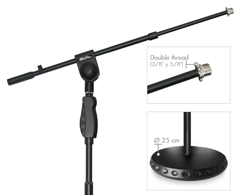 Microphone stand with telescopic boom arm / round base - 2