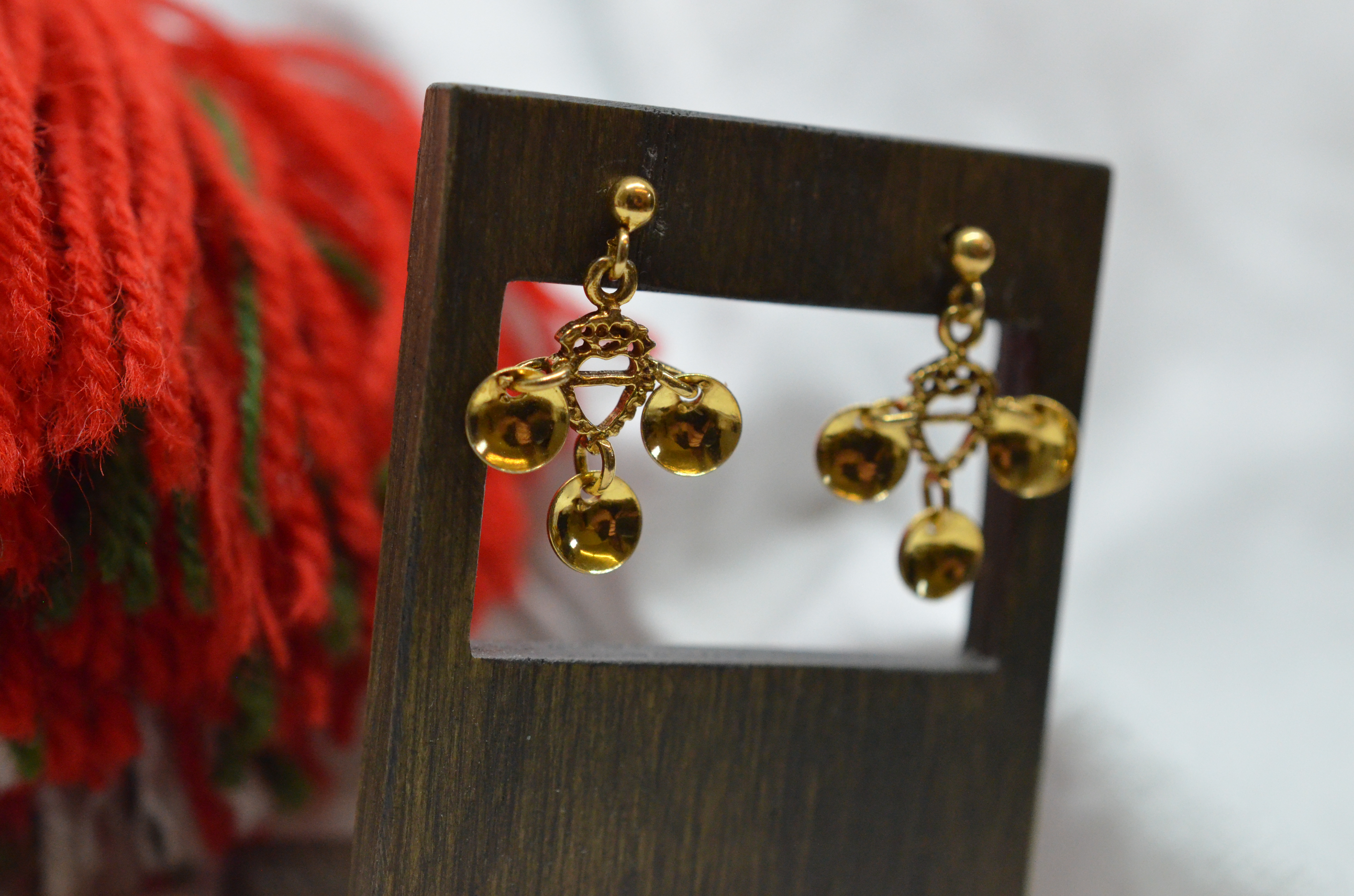 Folk costume jewellery earrings in gilded silver - 3