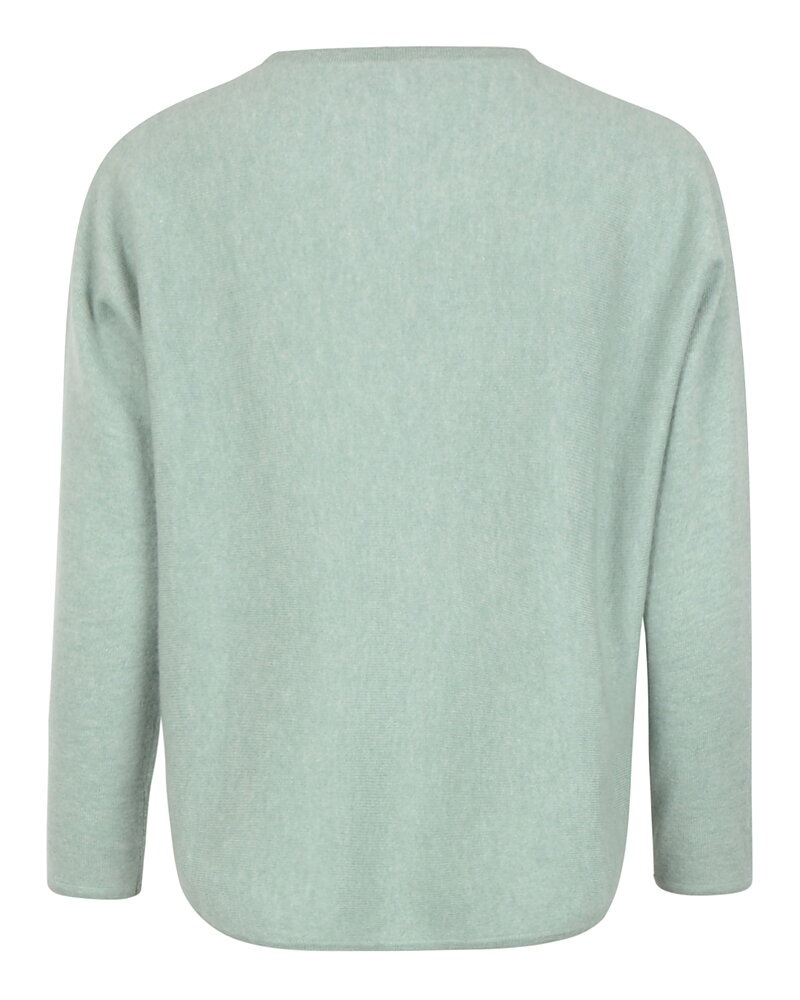 Kashmirjumper curved sage-grön