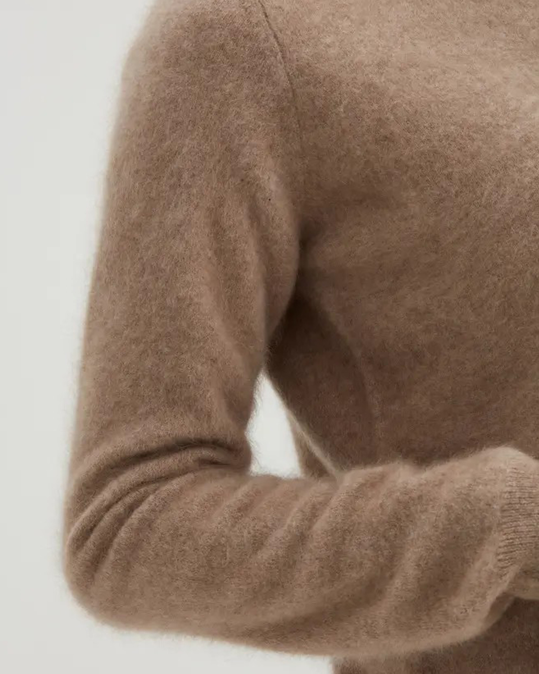 Kashmirjumper borstad rak o-neck mullvad - 3