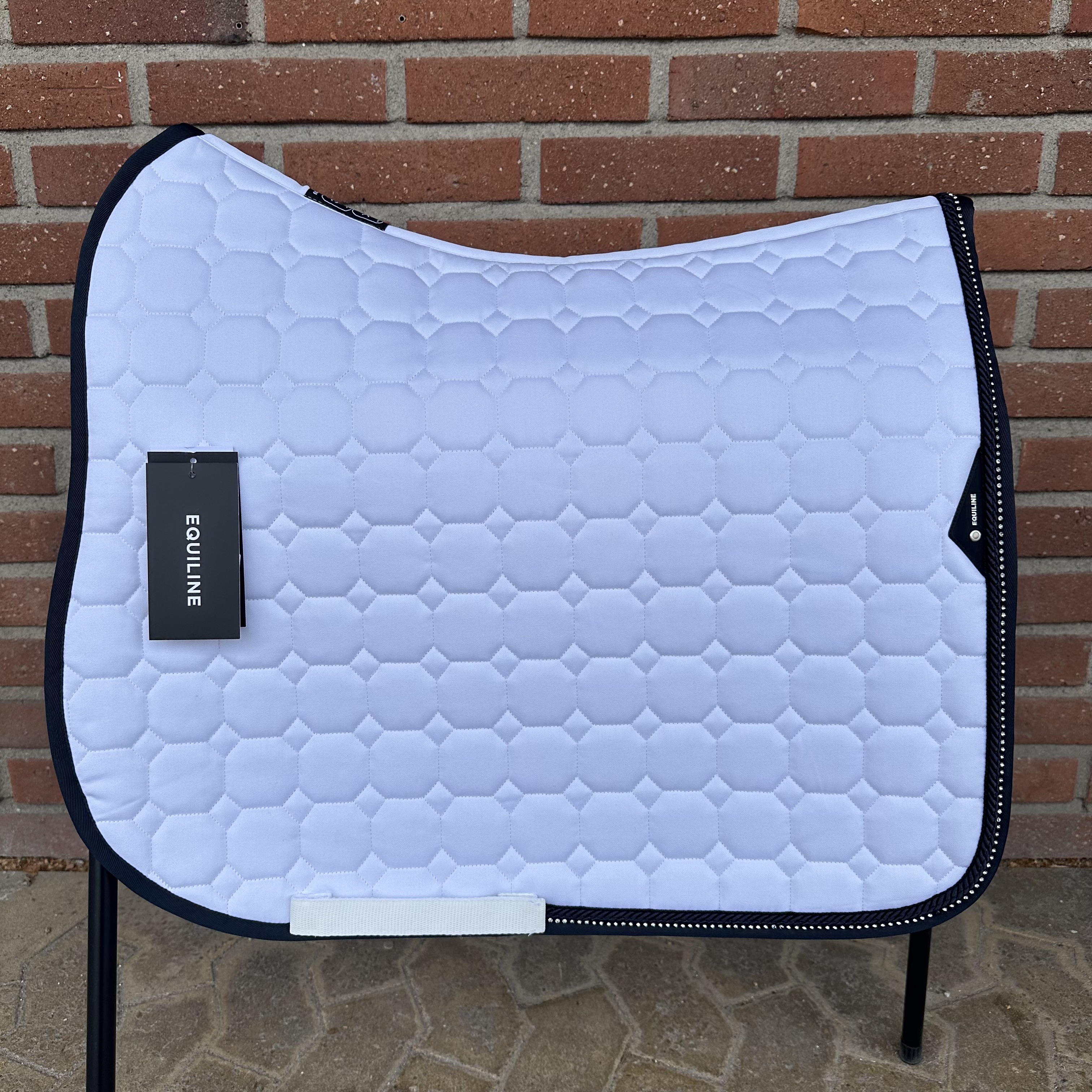 Equiline Octagon kb,  bling, 1 fläta vitt med marint
