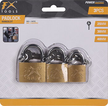 Hänglås 3-pack 25/30/40mm