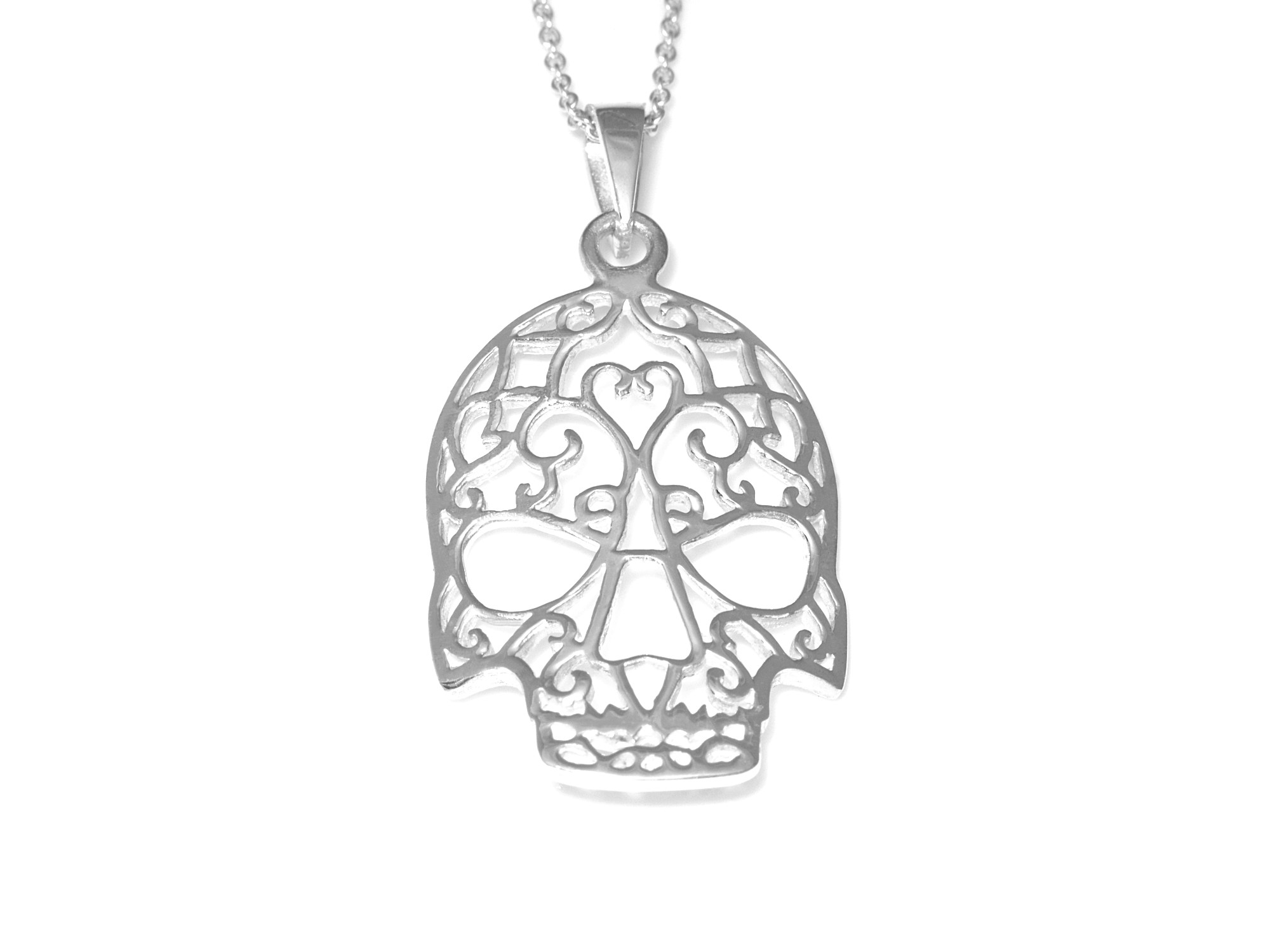 Döskalle Halsband i Äkta 925 Silver, Dödskalle Hänge, Skalle Accessoar, Memento Mori Smycke - 2