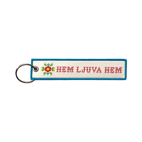 Nyckelring vävt band HEM LJUVA HEM kurbis 