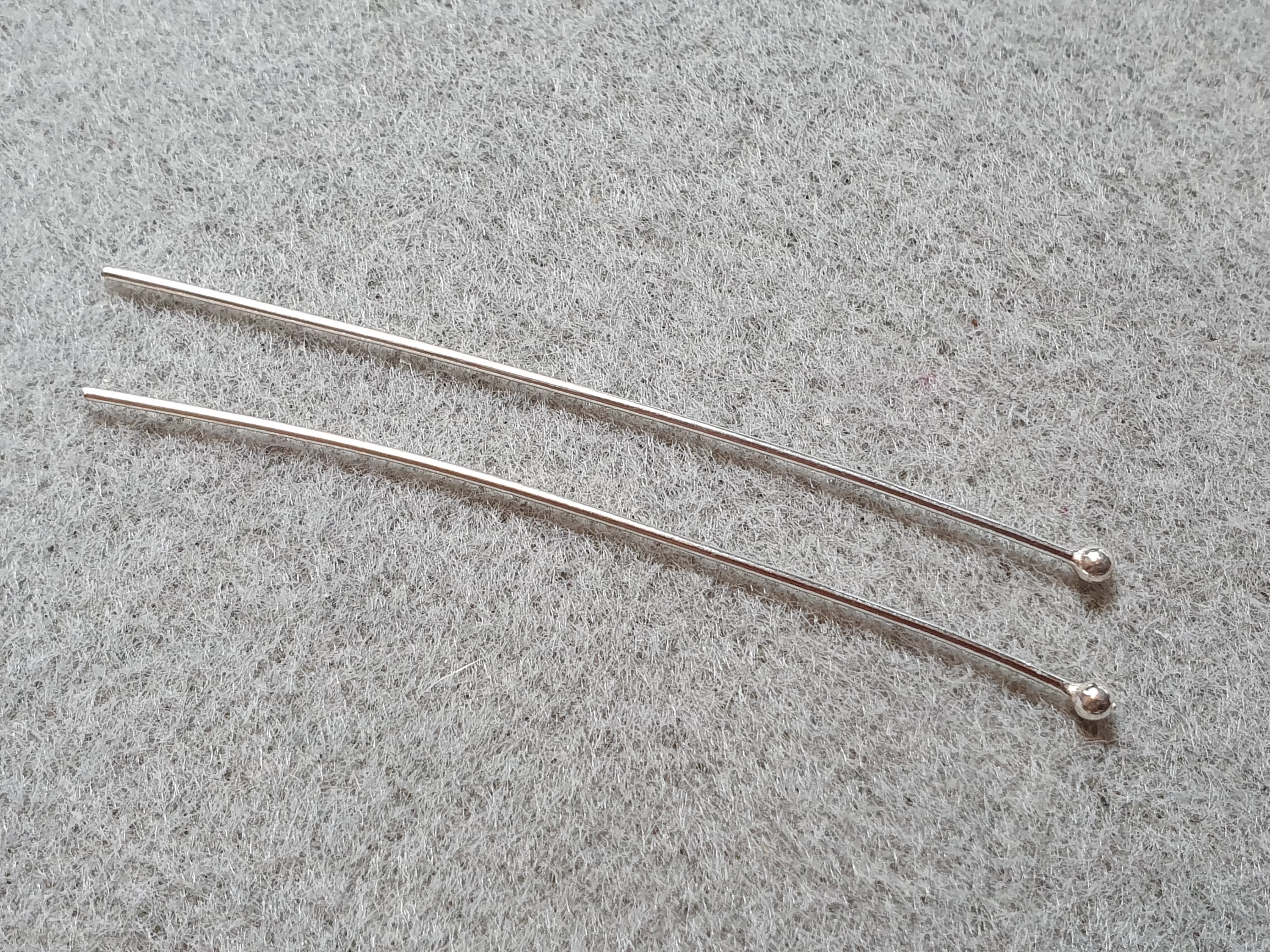 Hattpinne 0,8x60mm kula 2,3mm 2st/fp Pris/fp 925-silver ( kulpinne)