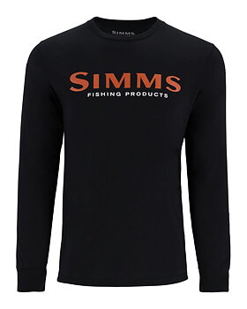 Simms Logo Shirt LS -Jet Black  (Orange logo)