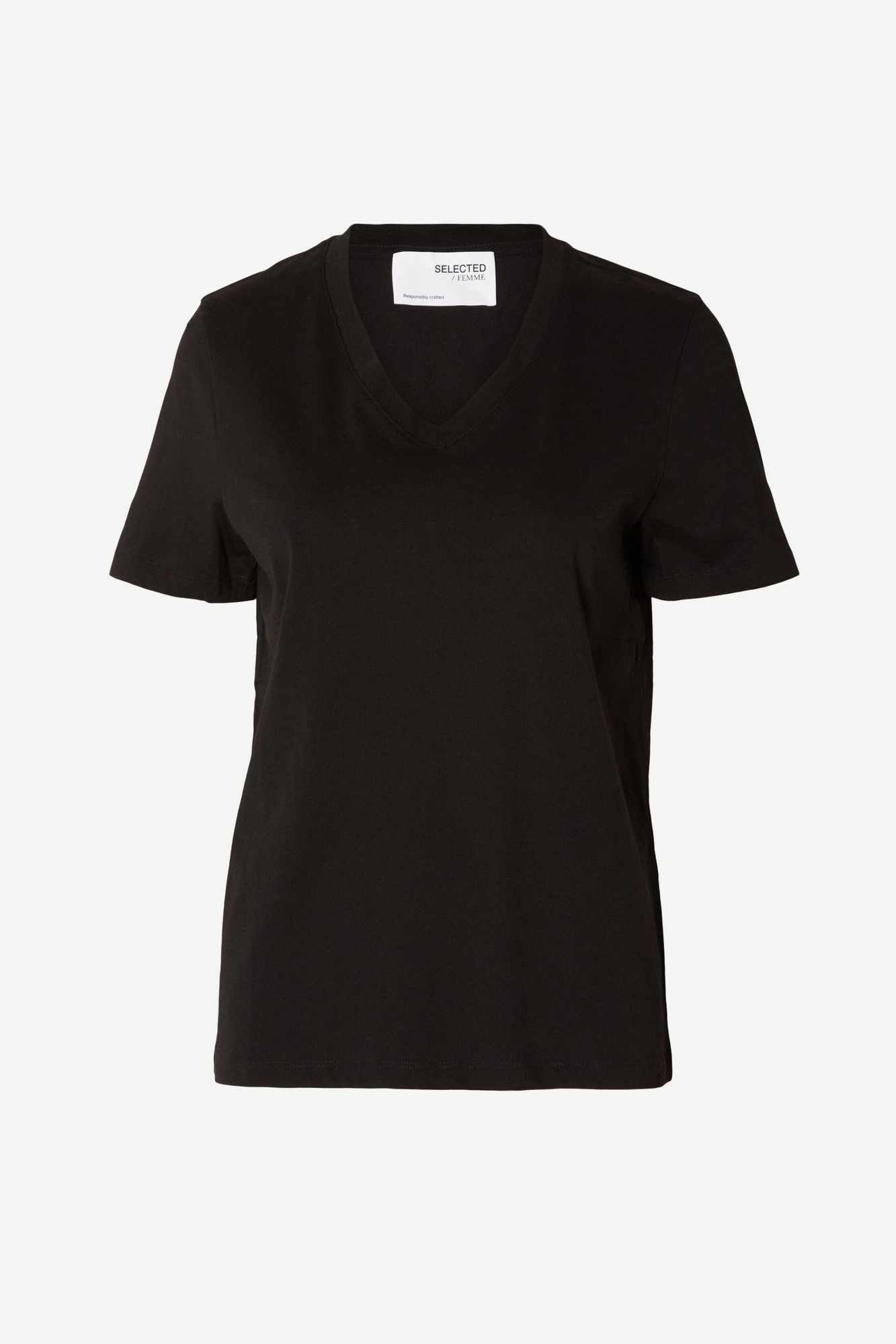 Selected Femme V-neck Classic T-shirt Black