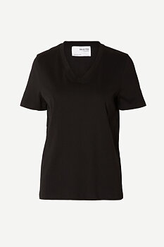 Selected Femme V-neck Classic T-shirt Black