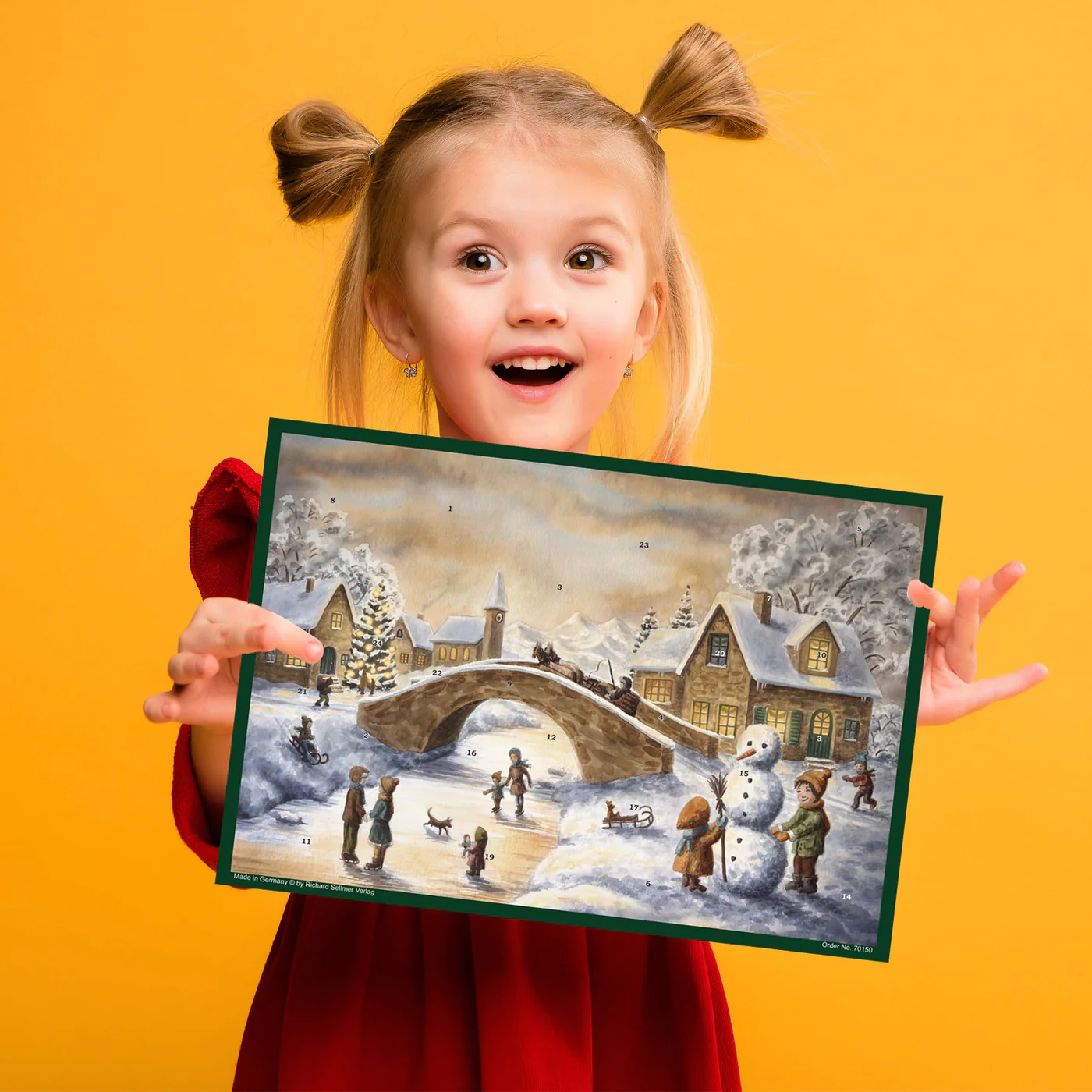 German Advent Calendar A3 White Christmas - Bridge - 5